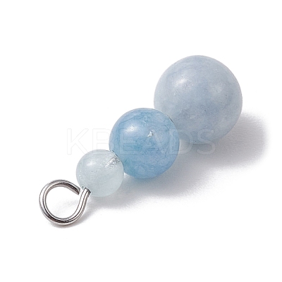 Natural Aquamarine Round Beaded Pendants PALLOY-JF02867-13-1