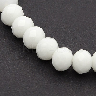 Faceted Opaque Solid Color Crystal Glass Rondelle Beads Stretch Bracelets BJEW-F072-15-1