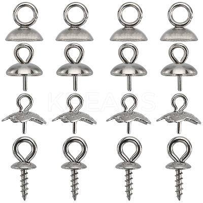120Pcs 4 Styles 201 & 304 Stainless Steel Cup Peg Bails Charms STAS-SC0006-06-1