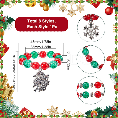 Christmas Theme Glass Beads Napkin Rings AJEW-SC00031-1