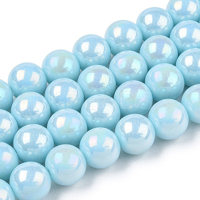 Electroplate Opaque Glass Beads Strands GLAA-T032-P4mm-AB10-1