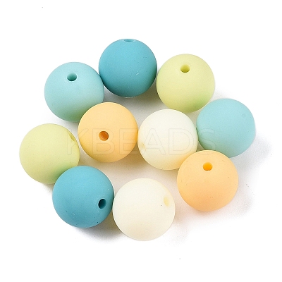 Rubberized Style Imitated Silicone Acrylic Beads MACR-T048-01B-10-1