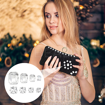 80Pcs 8 Style Rectangle Octagon & Square Sew on Rhinestone RGLA-GA0001-10-1