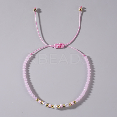 Elegant Imitation Pearl & Glass & Brass Beads Braided Bead Bracelets for Women SF9427-1-1