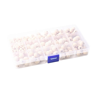 241Pcs 5 Styles Natural Unfinished Wood Beads WOOD-FS0002-36-1