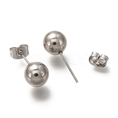 Tarnish Resistant 304 Stainless Steel Ball Stud Earrings EJEW-L254-01H-P-1