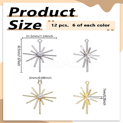 12Pcs 2 Colors Alloy Pendants FIND-LP0005-04-1