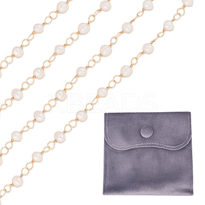1 Strand Handmade Cultured Freshwater Pearl Beaded Chains AJEW-TA0001-93-1