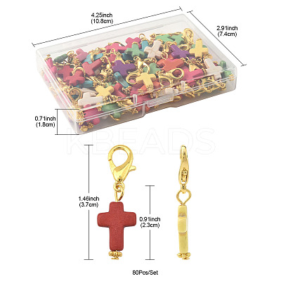 80Pcs Synthetic Turquoise Cross Pendant Decorations HJEW-FS00038-1