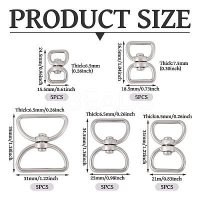 25Pcs 5 Styles Zinc Alloy Swivel Clasps FIND-TA0008-31-1
