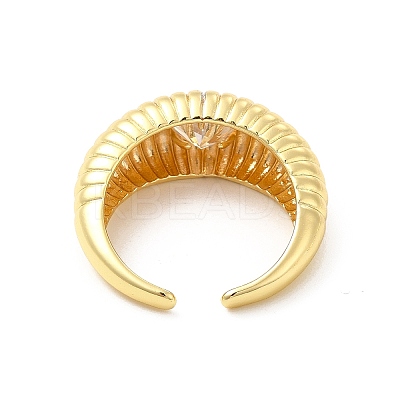 Rhinestone Heart Heart Open Cuff Ring RJEW-D076-01G-1