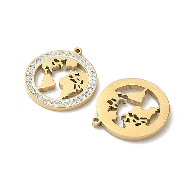 304 Stainless Steel Rhinestone Pendants STAS-V015-08G-1