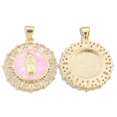 Brass Micro Pave Clear Cubic Zirconia Pendants KK-N227-100C-1