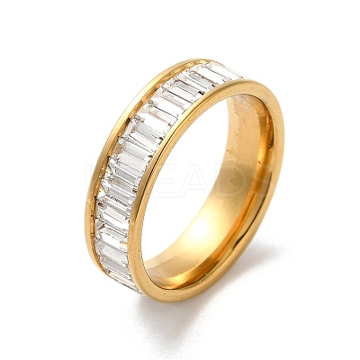 PVD Vacuum Plating 304 Stainless Steel Finger Ring with Cubic Zirconia RJEW-Z029-02G-1