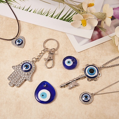 6Pcs 6 Style Evil Eye Pendants Kit for DIY Jewelry Making DIY-SZ0005-80A-1