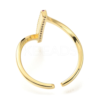 Rack Plating Brass Micro Pave Cubic Zirconia Open Cuff Rings for Women RJEW-M022-03G-1