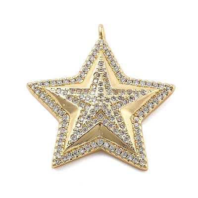 Real 18K Gold Plated Brass Micro Pave Cubic Zirconia Pendants KK-L209-097G-1