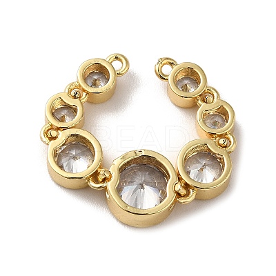 Eco-Friendly Rack Plating Brass Clear Cubic Zirconia Connector Charms KK-F853-30G-1