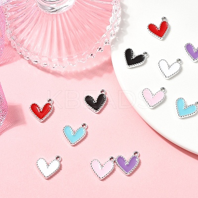 12Pcs 6 Colors Rack Plating Alloy Enamel Charms ENAM-YW0004-94A-1