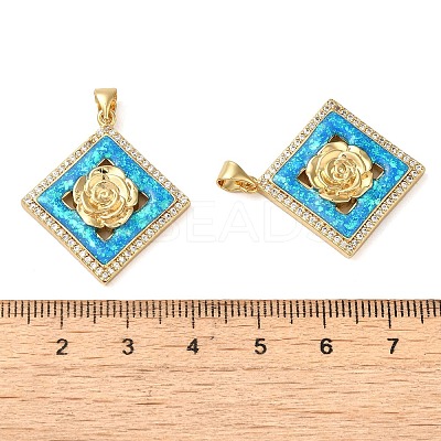 Rack Plating Brass Micro Pave Cubic Zirconia Pendants KK-P268-11D-G-1