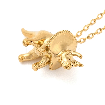 Dinosaur Brass Pendant Necklaces NJEW-B114-01G-02-1