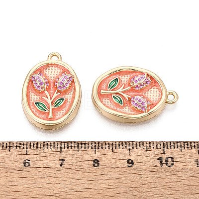 Rack Plating Alloy Enamel Pendants ENAM-T024-89A-G-1