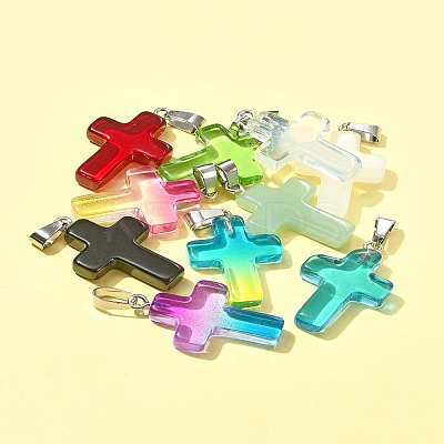 10Pcs 10 Colors Glass Pendant GLAA-FS0001-83-1