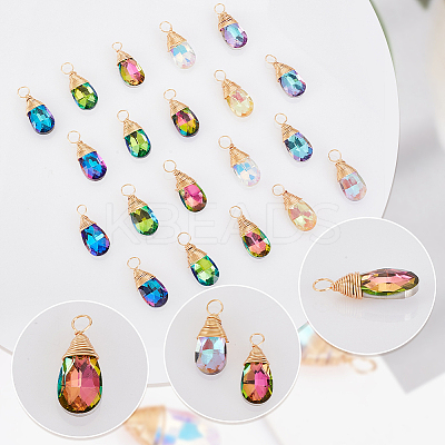 30Pcs Faceted Glass Pendants FIND-GA0002-69-1