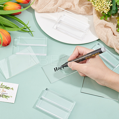 Transparent Acrylic Blank Place Sign & Base Holder Set FIND-WH0042-52-1