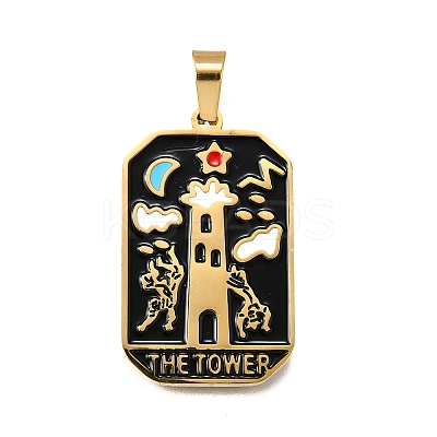 Tarot 304 Stainless Steel Enamel Pendants STAS-M119-09V-G-1
