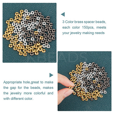 450Pcs 3 Colors Brass Spacer Beads KK-FH0001-89-1