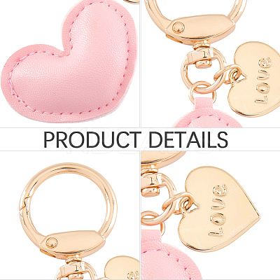 1Pc Imitation Leather Heart Keychain KEYC-CL0001-14F-1