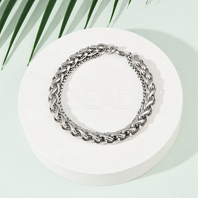 201 Stainless Steel Cuba Style Chian Bracelet for Men BJEW-B138-06P-04-1