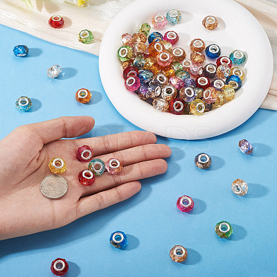 84Pcs 12 Colors Transparent Resin Rondelle European Beads RESI-TA0004-73-1