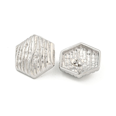Non-Tarnish Hexagon 304 Stainless Steel Ear Studs EJEW-L290-019P-1