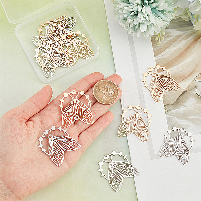 12Pcs 2 Colors 201 Stainless Steel Pendants STAS-DC0012-21-1