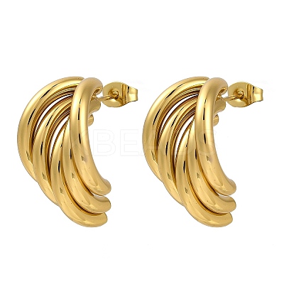PVD Vacuum Plating 201 Stainless Steel Stud Earrings for Women EJEW-F345-02G-1