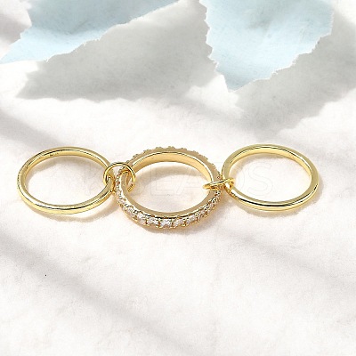 Brass Micro Pave Cubic Zirconia Finger Rings RJEW-P166-01A-G-1