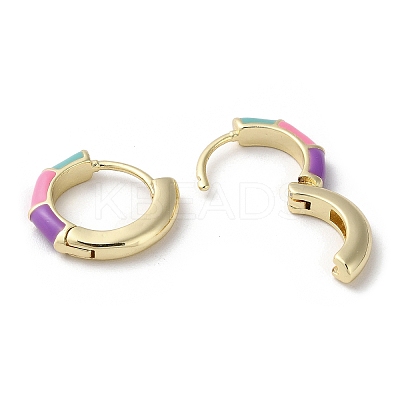 Brass Enamel Bamboo Hoop Earrings EJEW-K247-06LG-1