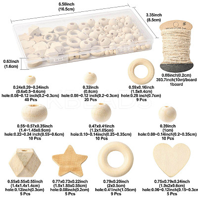 120Pcs 10 Styles Unfinished Wood Beads WOOD-FS0002-37-1