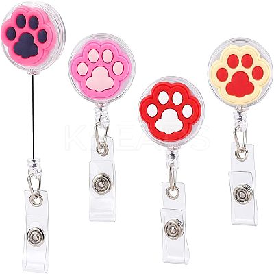 4 Pcs 4 Styles PVC Paw Badge Reel AJEW-CA0001-28A-1
