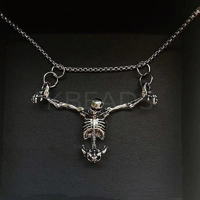 Halloween Alloy Skeleton Pendant 304 Stainless Steel Box Chain Necklaces for Men FS-WG38B8A-01-1