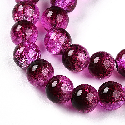Transparent Crackle Glass Bead Strands X1-GLAA-T025-8mm-02F-1