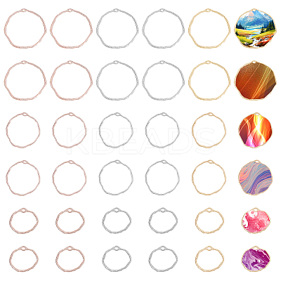 36Pcs 9 Styles Alloy Open Back Bezel Pendants FIND-CA0008-45-1