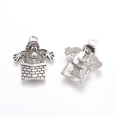 Christmas Jewelry Santas Claus Climb Over the Wall Tibetan Style Alloy Pendants TIBEP-GC123-AS-NR-1