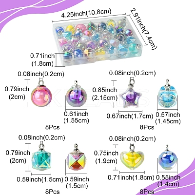 32Pcs 4 Styles AB Color Resin  Pendants RESI-FS0001-84-1