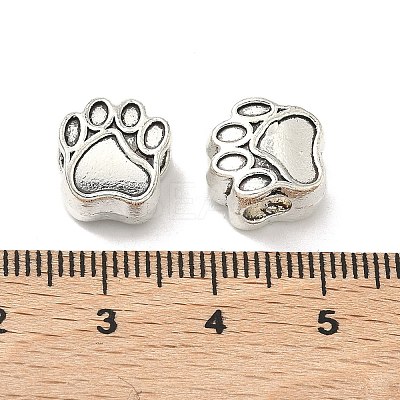 Tibetan Style Zinc Alloy Dog Paw Prints European Beads X-MPDL-R038-008AS-RS-1