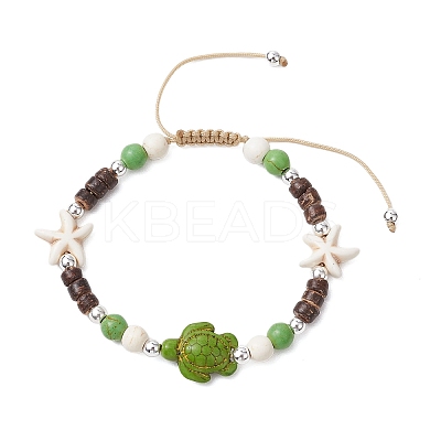 Synthetic Turquoise Braided Bead Bracelets BJEW-JB11093-1