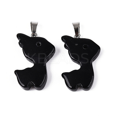 Natural Obsidian Pendants G-T144-11A-1
