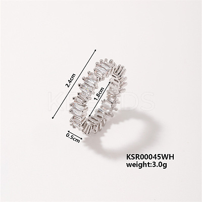 Fashionable Brass Rectangle Finger Rings for Unisex KE6050-6-1